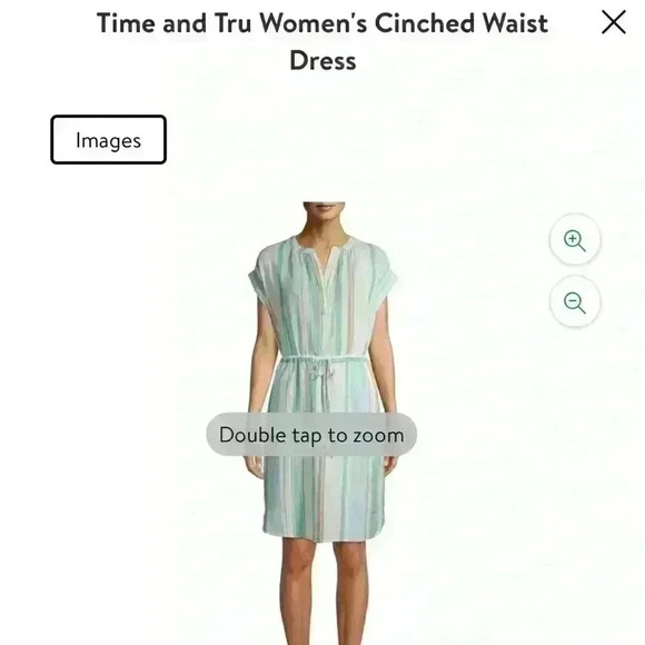 Time and Tru White and Neutral Colors Vertical Stripe Cinched Dress Women M - Picture 3 of 11